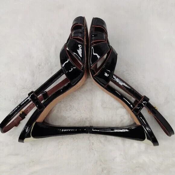 BCBG MaxAzaria Brown Peep Toe Sandals Sz 6.5 - Picture 5 of 10